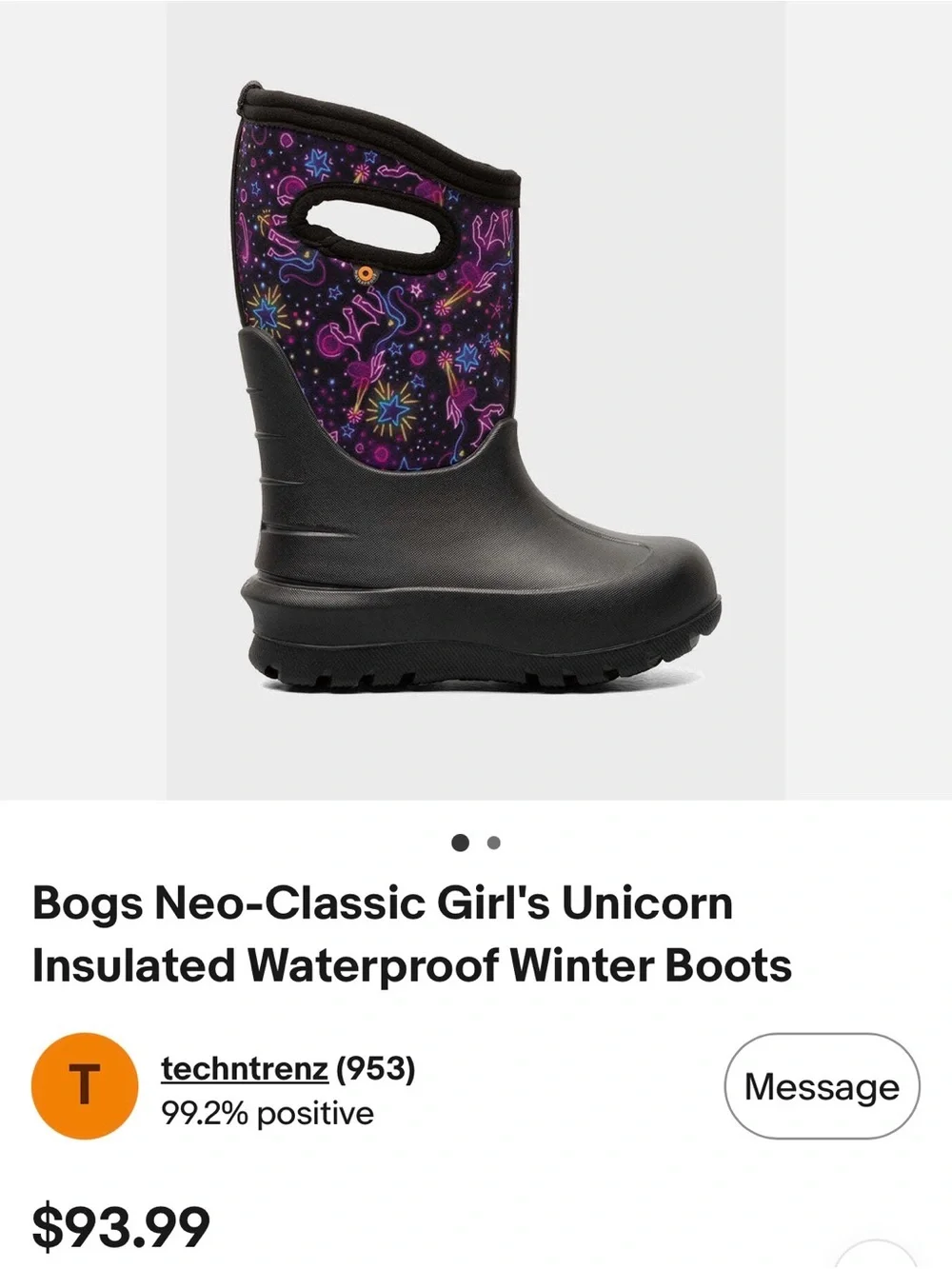 Bogs Neo-Classic Girl's Unicorn Insulated Waterproof Winter Boots - Picture 9 of 9